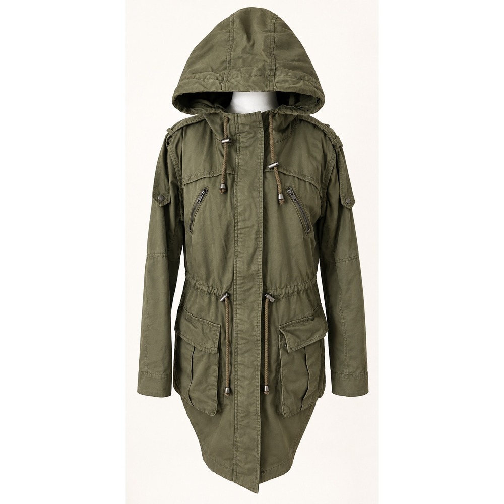 ASOS Utility Parka Jacket 100% Cotton 6 Olive Green Excellent Military Outdor